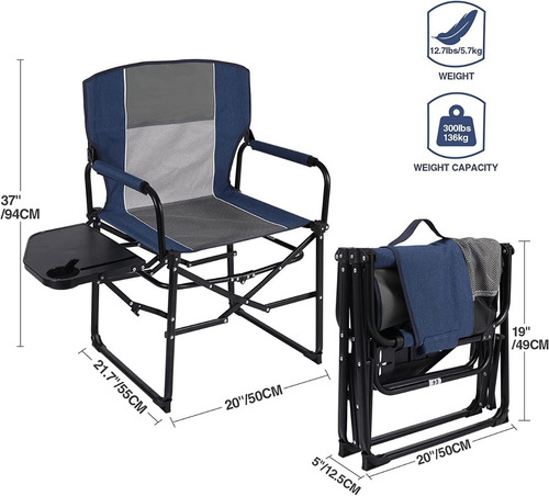 Imagen 3 de 6 de Silla Plegable Para Camping Resiste 136 Kg Con Mesa