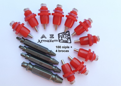 Kit 100 Unidades Bebedouro Automático Tipo Niple + Kit De Brocas Para Fazer Rosca
