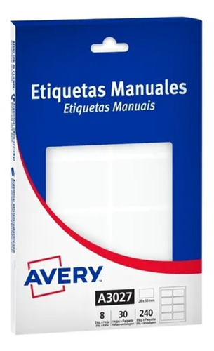 Etiquetas Autoadhesiva Avery Rectangular 28x50 Mm 3027 Color Blanca