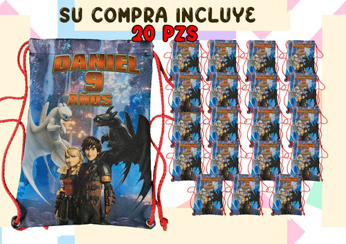 20 Dulceros Bolsas Mochilitas Bolo Como Entrenar A Tu Dragon Azul Marino Mochilita Como Entrenar A Tu Dragon Mod 2