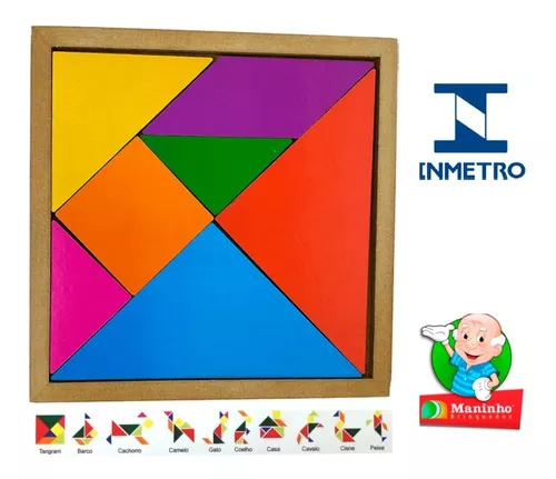 Tangram Quebra-cabeça E Bom De Laço Brinquedo Pedagógico Mdf