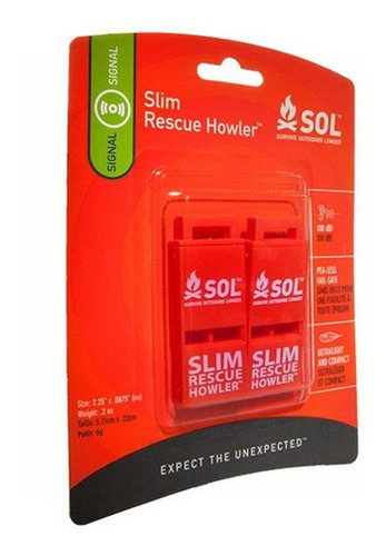 Silvatos Sol® Slim Rescue Howler Whistle, 2/pack