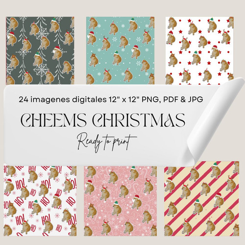 Kit Envolturas Navideñas Cheems Papel Digital Navideño Pdf