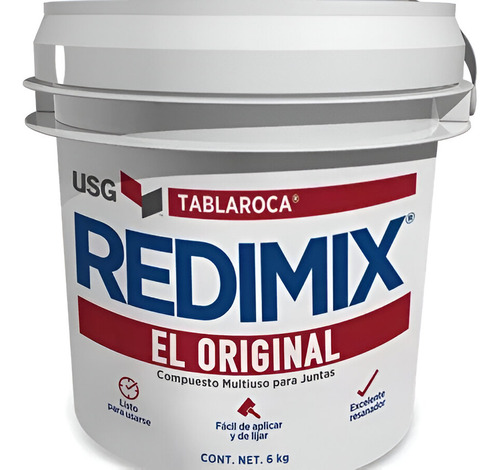 Compuesto Multiusos Resanador Juntas Redimix Cubeta 6 Kg