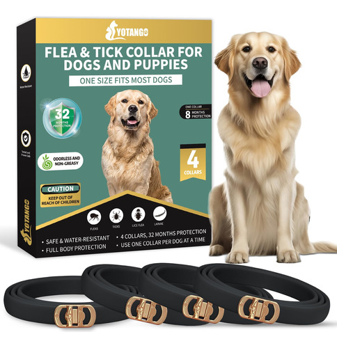 Yotango Paquete De 4 Collares Antipulgas Para Perros, 32 Mes