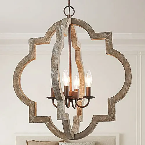 Lámpara De Madera Grande Estilo Farmhouse Para Comedor Y Sal