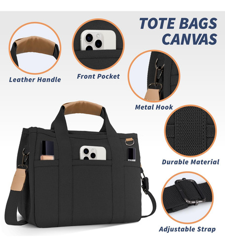 Homespon Bolso Tote Todo De Lona Para Mujer Con Compartiment
