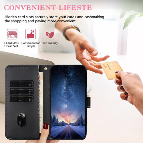 Funda De Piel Sintética Para Xiaomi Poco C65/c55 Rfid, Ranura, Tapa Abatible, Soporte