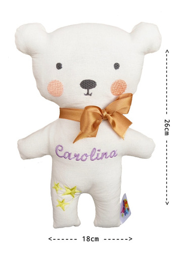 Muñeco Apego Oso + Bolsa Personalizado Nombre Montessori
