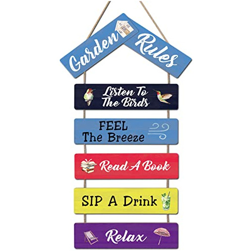 Funny Garden Rules Wood Sign(15x 21), Spring Outd...