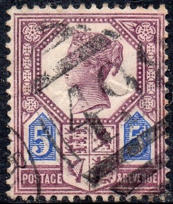 Reino Unido Antiguo Sello Usado De 5 P. Reina Victoria 1887