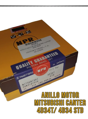 Juego Anillos Mitsubishi Canter 4d34/ 4d34t Std Marca Npr