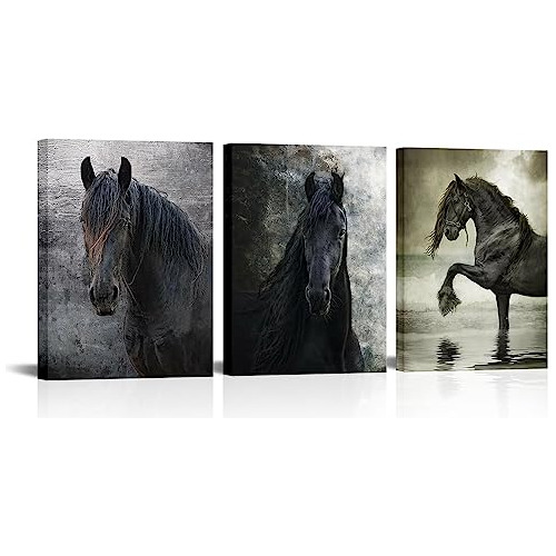 Cuadros De Caballos, Obras De Arte De Animales, 3 Panel...