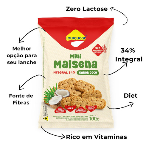 Mini Maisena Diet Lowçucar 100g Sabores Variados Kit Com 3