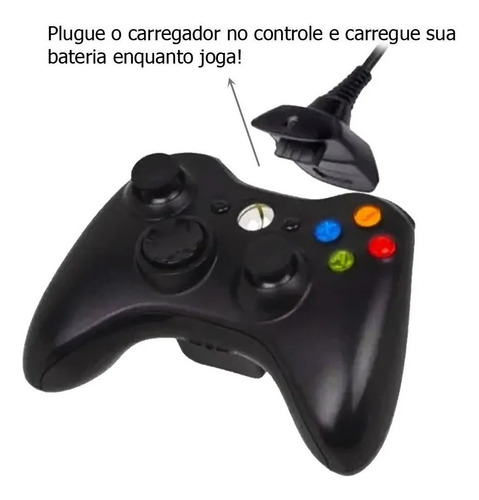 Imagem 3 de 6 de Kit 1 Bateria P/ Controle Xbox 360 + 1 Cabo Carregador 1.4m