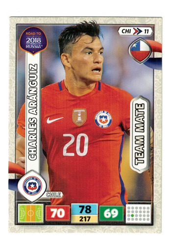 Carta Charles Aranguiz - Chile - Road To Rusia 2018 Panini