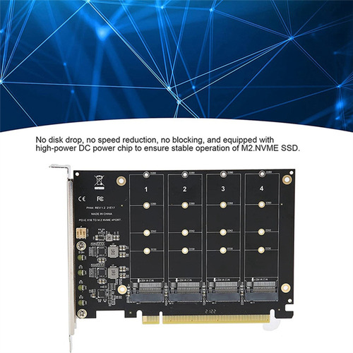 4 Port M.2 Nvme Ssd To Pcie X16m Key Hard Drive Converter Re