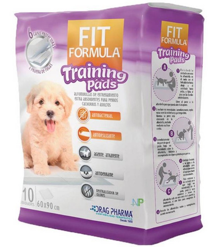 Fit Training Pads Paño Entrenamiento Perro 60x60cm 10un. Np