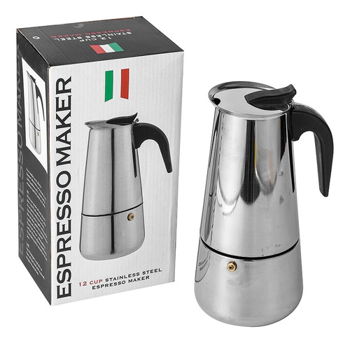 Cafetera Italiana Moderna 12 Tazas Expreso. Acero Inox (001)