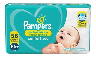 Pañales Pampers Recién Nacido Confort Sec Rn+ 56 u