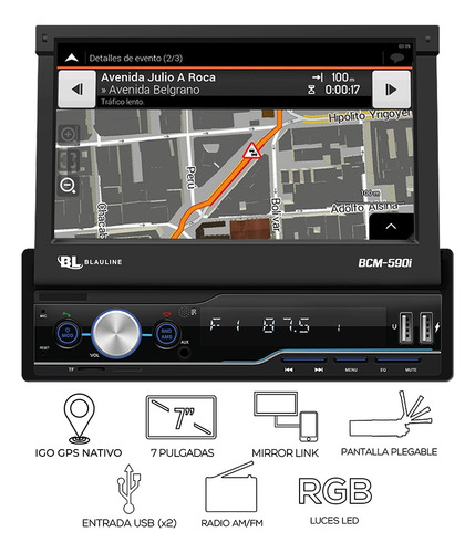 Estéreo In Dash Pantalla 7 Pulgadas Bluetooth Gps Am Fm 590i