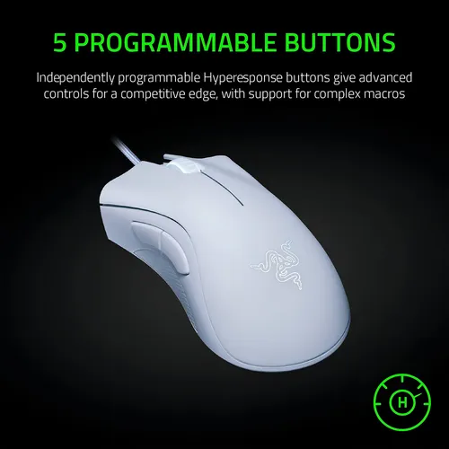 Mouse Razer, Blanco/5 Botones/con Cable/6400 Dpi