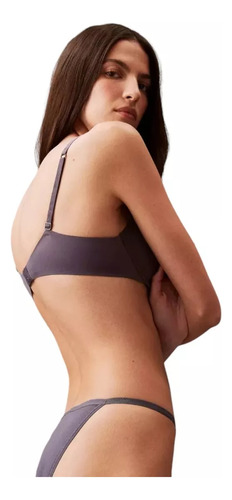 Pantie Calvin Klein String Bikini Gris De Mujer - Original