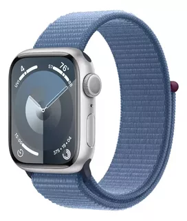 Apple Watch Series 9 GPS • Caja de aluminio color plata de 45 mm • Correa loop deportiva azul invierno - Distribuidor Autorizado