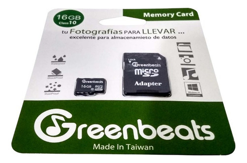 Memoria Micro Sdhc Greenbeats 16gb Clase 10 Envío Gratis