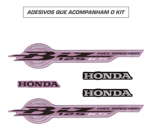 Kit Adesivo Jogo Faixas Moto Honda Biz 125 2010 Ks Rosa