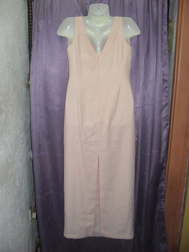 Vestido De Fiesta Civil Rosa Bordado L Crepe Forrado