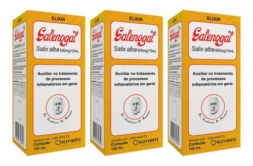 Kit Com 3 Galenogal Elixir 150ml - Salix Alba - Kley Hertz 