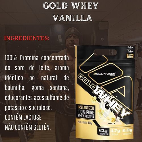 100% Gold Whey Refil Concentrado 900g - Adaptogen Science Sa