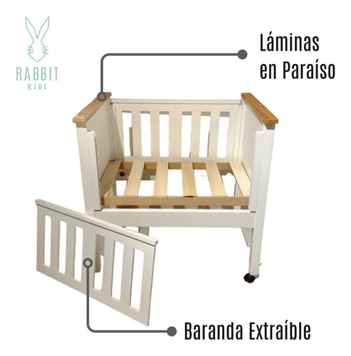 Mini Cuna Colecho Barandas Deslizables + Colchón 50x80 Alf