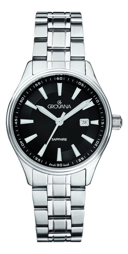 Reloj Grovana St. Andrews Lady 3194.1137 Clásico Zafiro Plateado Plateado Negro