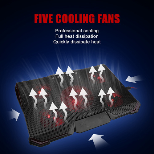 Resfriador De Notebook Com 5 Ventiladores De Led, Suporte De