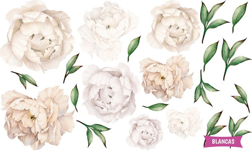 Imagen 8 de 10 de Vinilos Decorativos Pared Flores Peonias Vintage 130x80