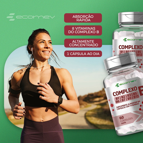 2x Complexo B Puro Com Ácido Fólico Biotina 500mg 120cáps