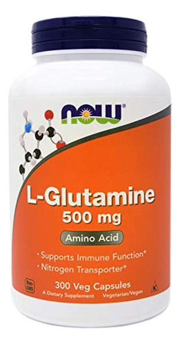 Now L-glutamine 500 Mg, 300 Cápsulas Veganas - Sin Omg, Vega