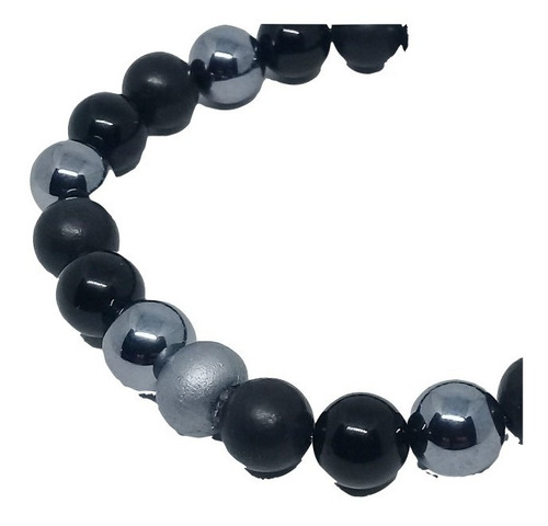 Pulsera Terahertz + Piedras Naturales Turmalina + Hematite