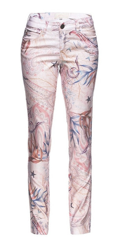 Calça Jeans Feminina Cigarrete Estampada Rosa Scalon Marie 1