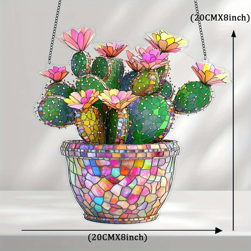 Decoración Colgante Acrílica 2d Con Forma De Flor De Cactus,