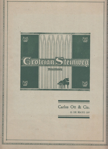 Antigua Publicidad Pianos Grotrian Steinweg Carlos Ott Rou 