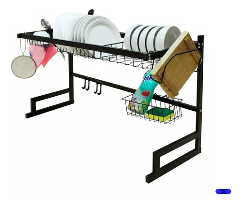 Escurridor Trastes Alto Fregadero 2 Niveles Acero Inoxidable Negro