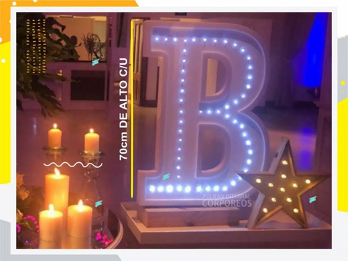 2 Letras 90cm De Alto X 56cm Ancho Con Luces Led A Pila