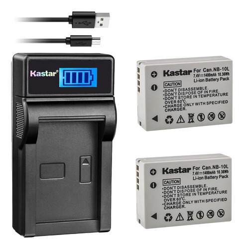 Batería (x2) Y Cargador Usb Para Cámaras Digitales Nb-10l