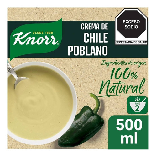 7 Pza Sopa Crema Knorr De Chile Poblano 500 Ml