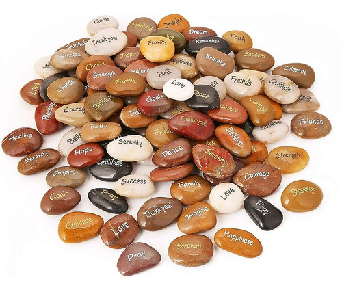 Rockimpact 100pcs Rocas Grabadas Diferentes Palabras Piedras