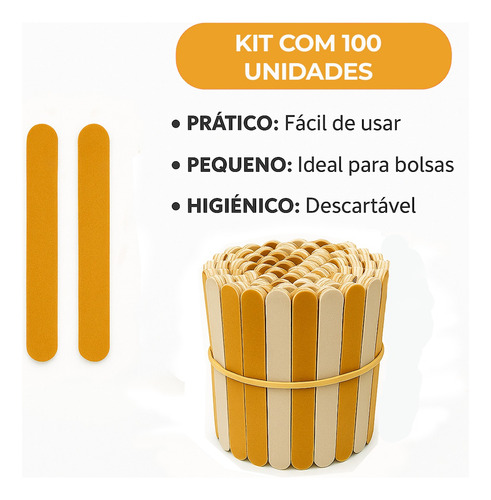 Kit 100 Lixa Unha Mini Manicure Pedicure Descartável Popular
