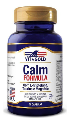 Calm Formula Com Taurina, L-triptofano Vitgold 60 Cápsulas